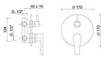 EGO - F5713-4 - Recessed single handle shower mixer with diverter by Rubinetteria Giulini - view 3
